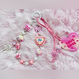 Pink Heart Charm Keychain